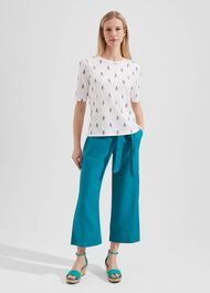 Eva Cotton Printed T-Shirt, White Navy, hi-res