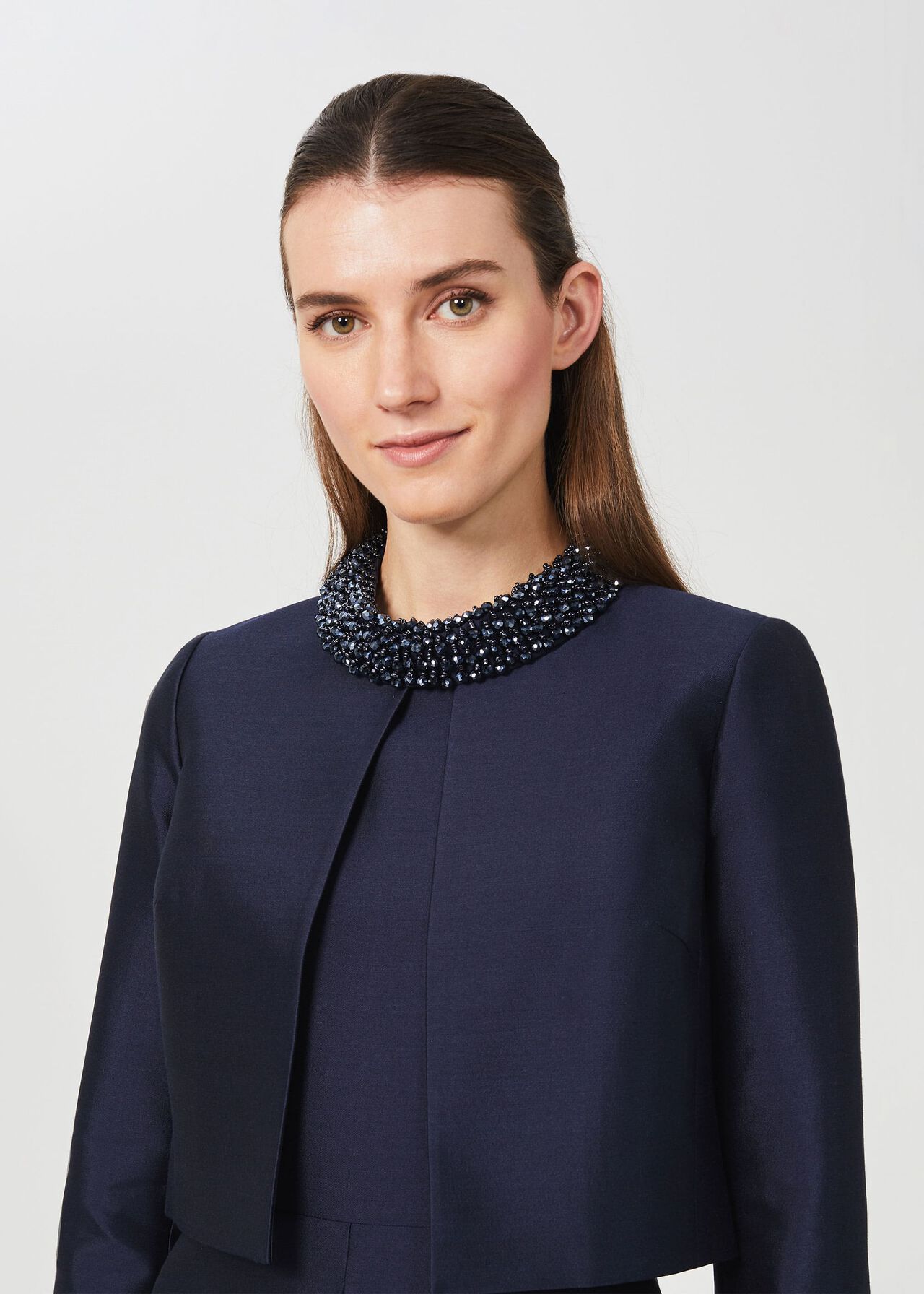 Christie Silk Wool Jacket, Navy, hi-res