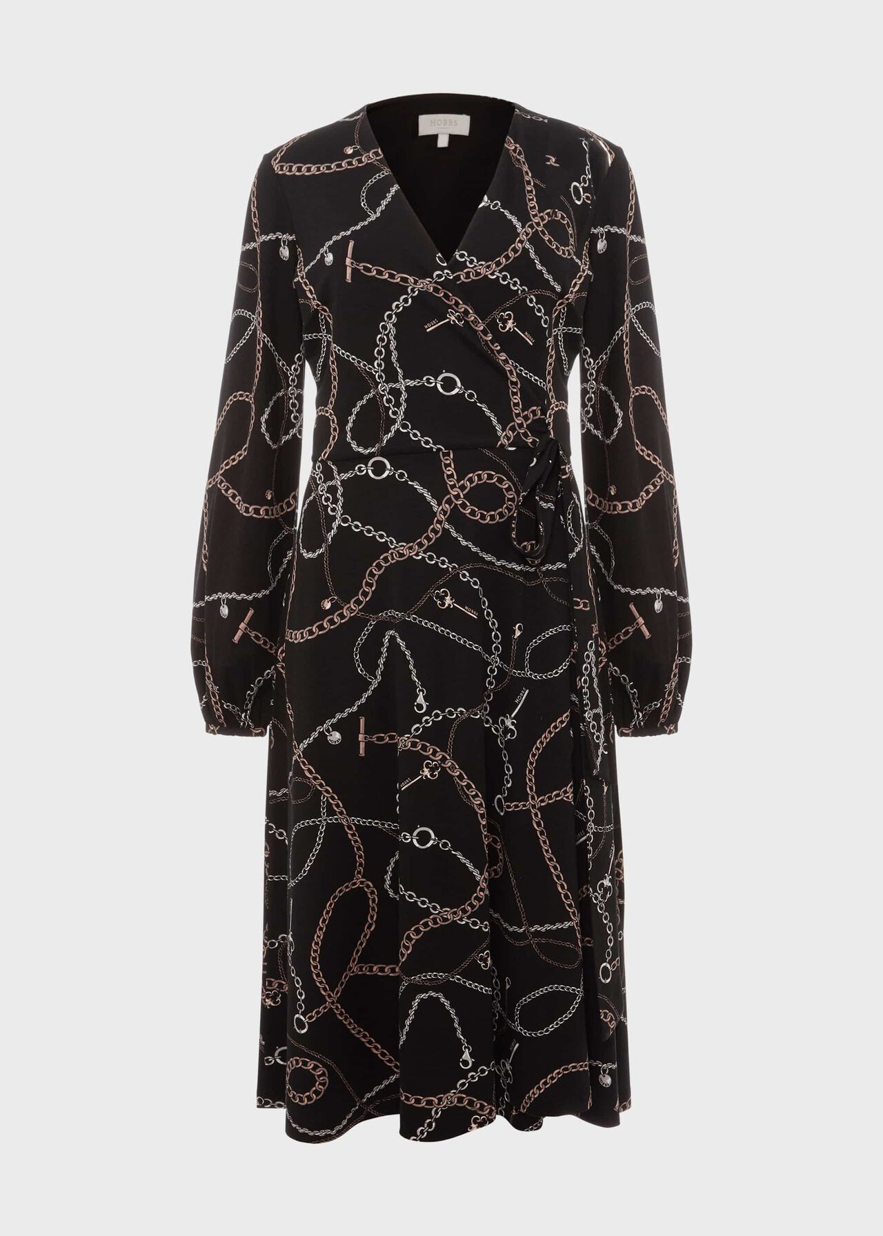Stephanie Wrap Dress, Black Multi, hi-res
