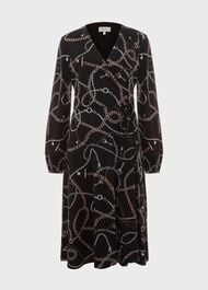 Stephanie Wrap Dress, Black Multi, hi-res
