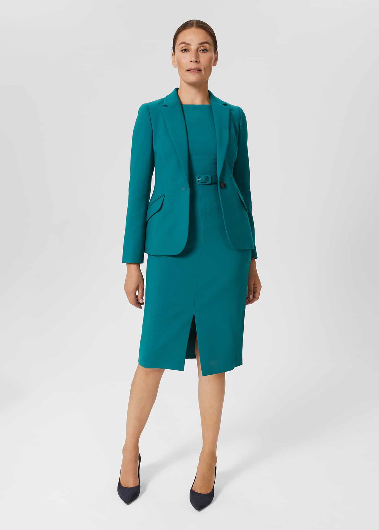 Alva Belted Dress, Lagoon Blue, hi-res