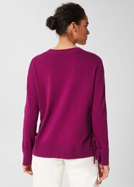 Marcia Tie Sweater With Cashmere, Bright Plum, hi-res