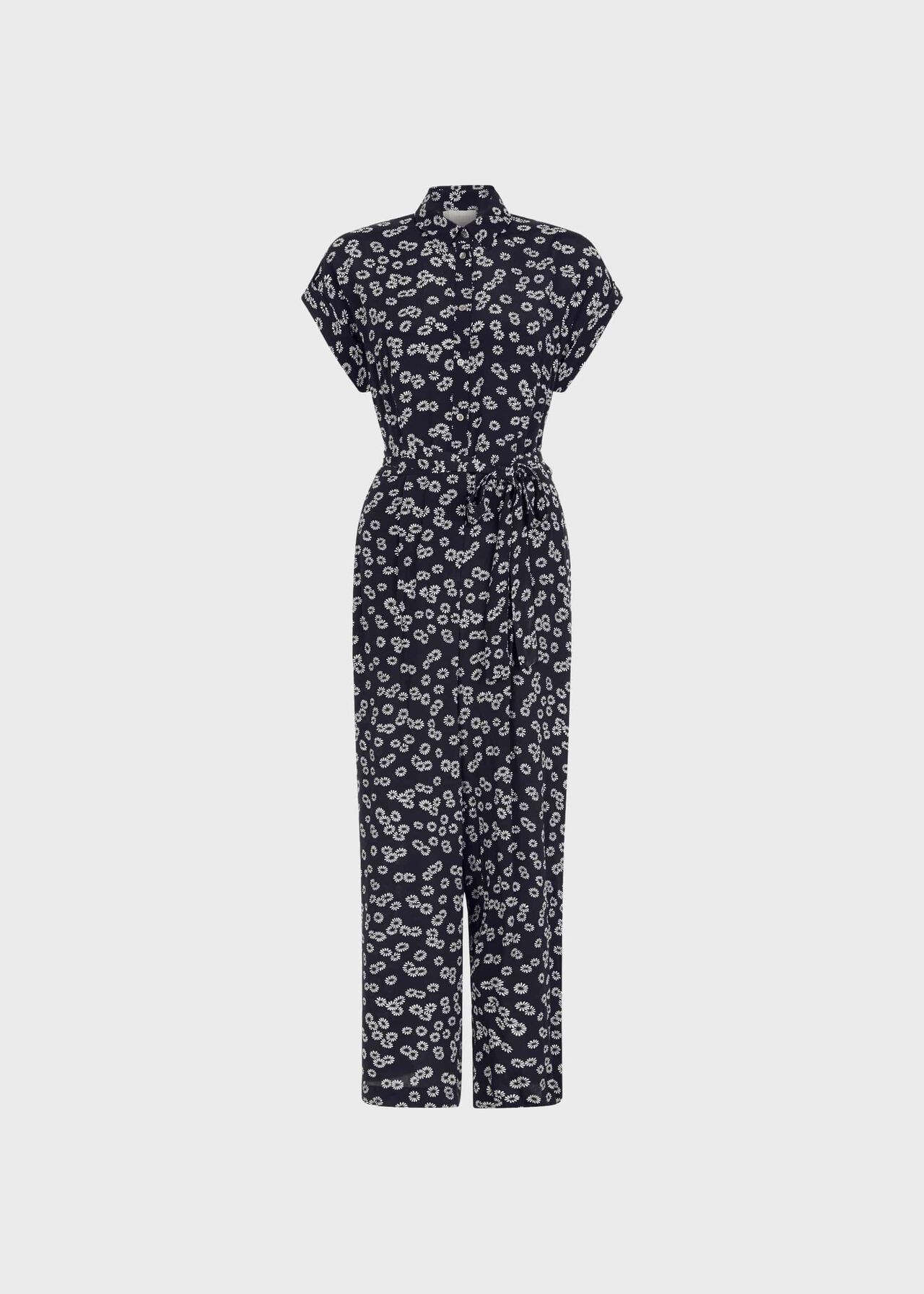 Inez Floral Cropped Jumpsuit, Navy White, hi-res