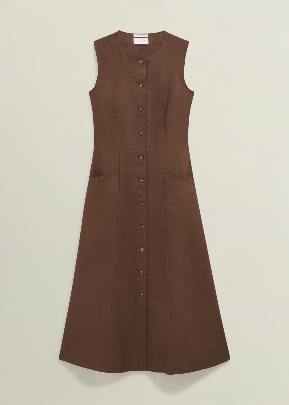 Carmen Linen Dress, Chestnut Brown, hi-res