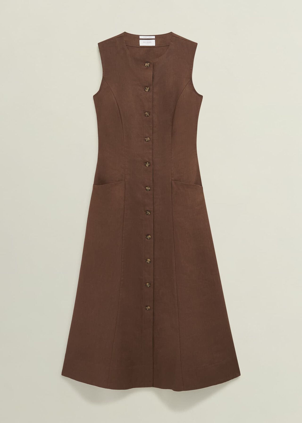 Carmen Linen Dress, Chestnut Brown, hi-res