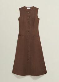 Carmen Linen Dress, Chestnut Brown, hi-res