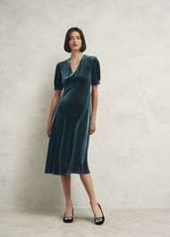 Dormer Velvet Dress, Evergreen, hi-res