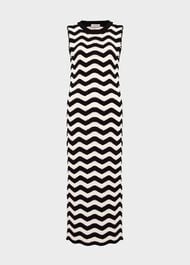 Lyon Cotton Textured Knitted Dress, Black Cream, hi-res