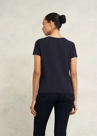 Pixie Cotton Embroidered T-Shirt, Hobbs Navy, hi-res