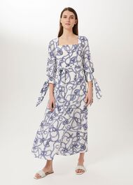 Kasia Silk Dress, Ivory Blue, hi-res