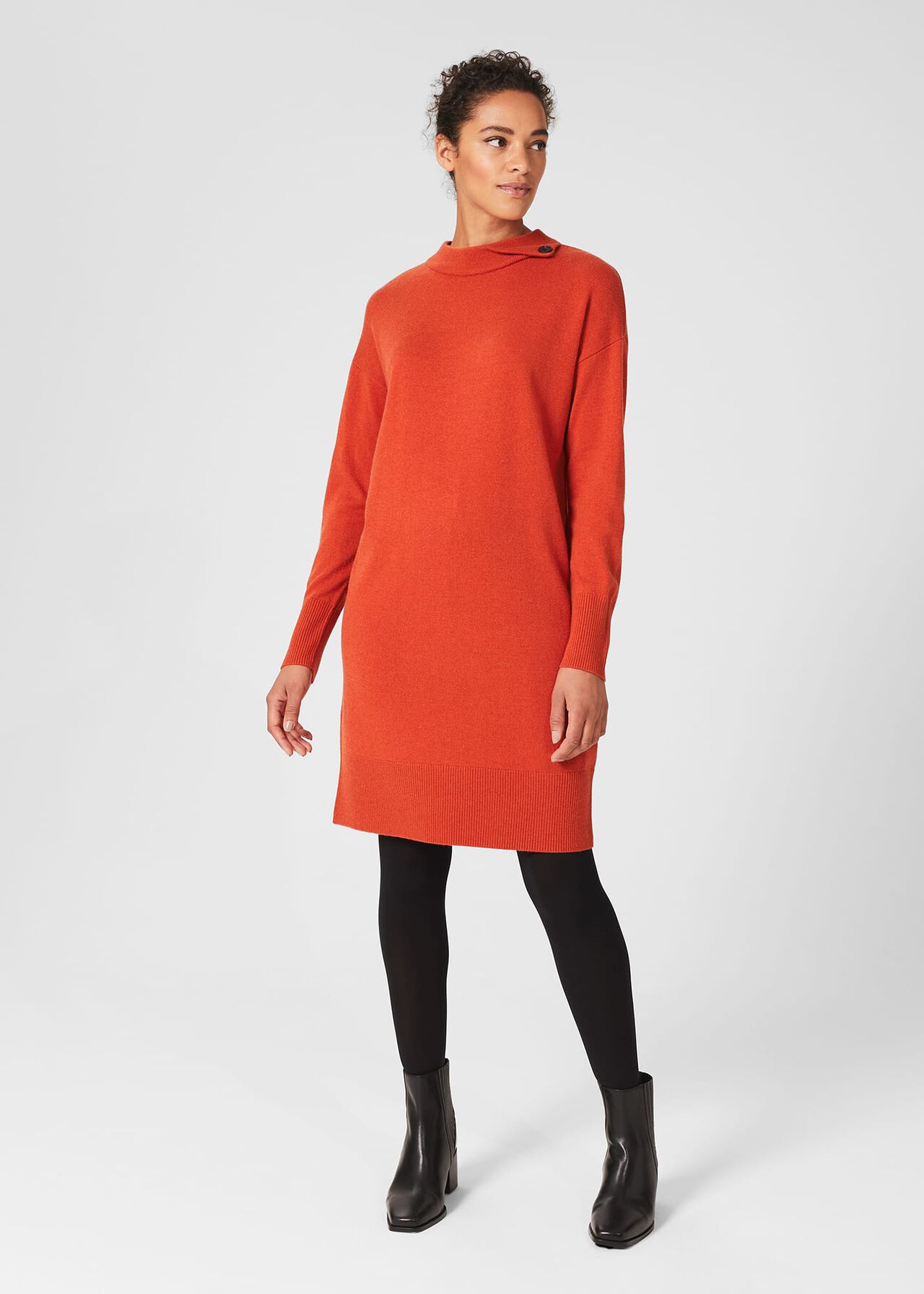 Talia Knitted Dress, Burnt Orange, hi-res