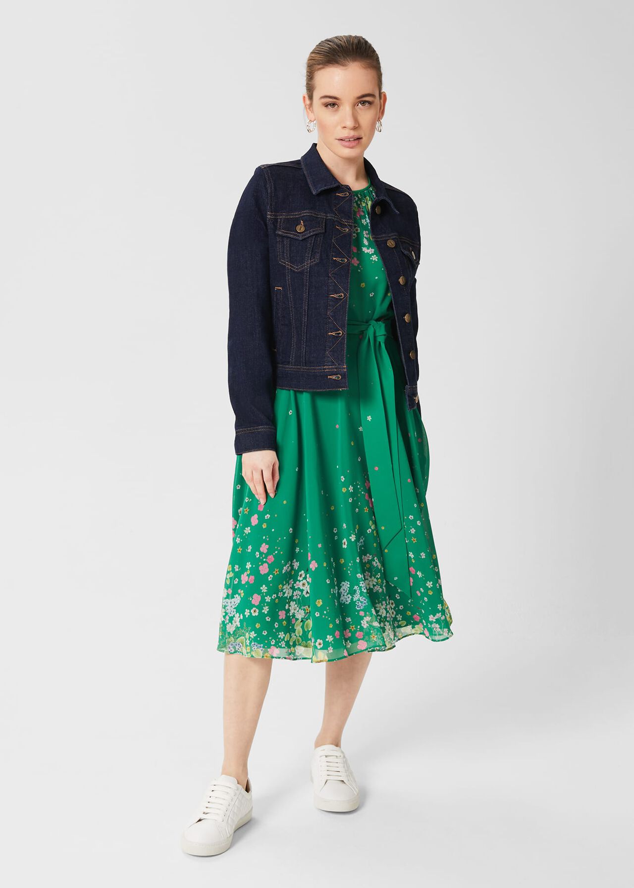 Petite Maria Floral Dress, Green Multi, hi-res