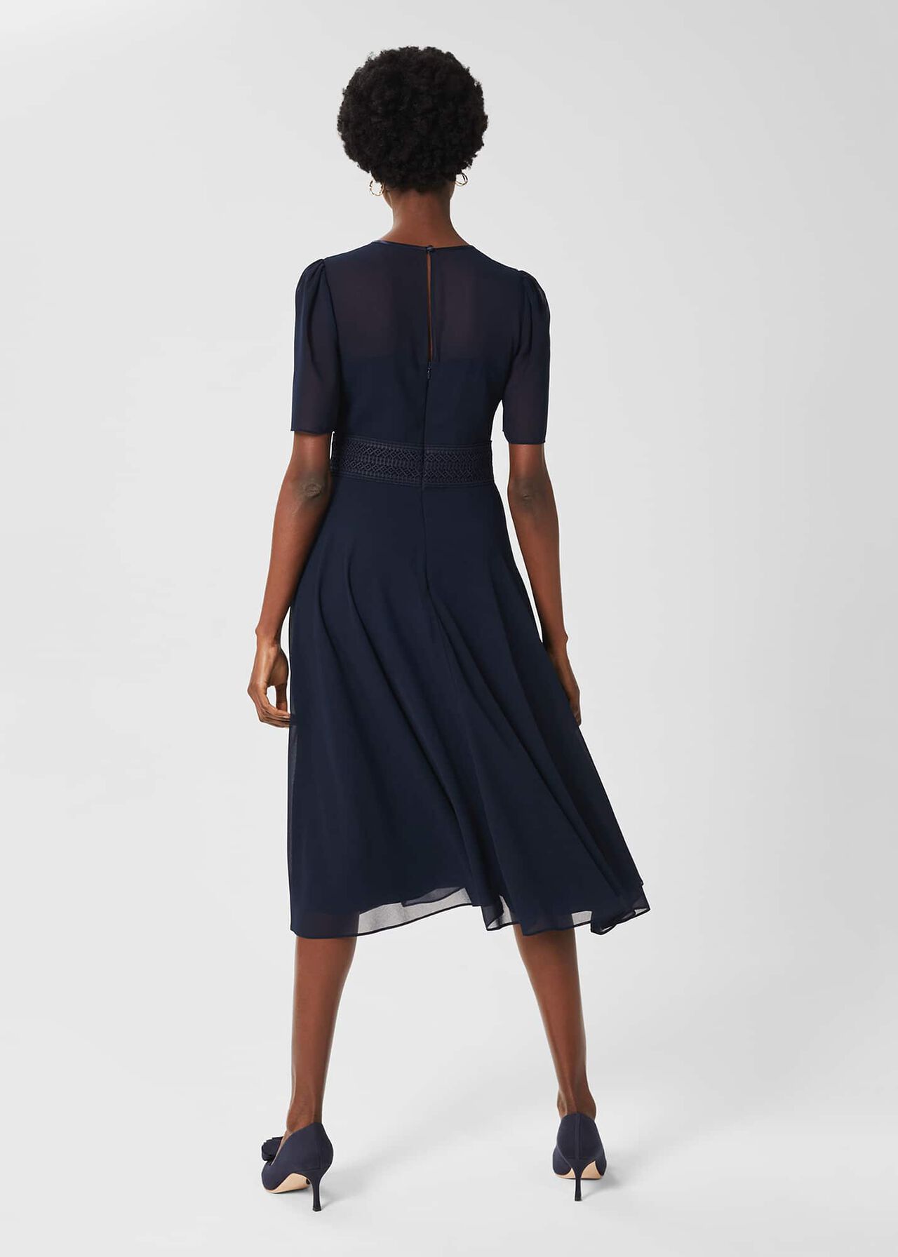 Cressida Fit and Flare Dress, Navy, hi-res