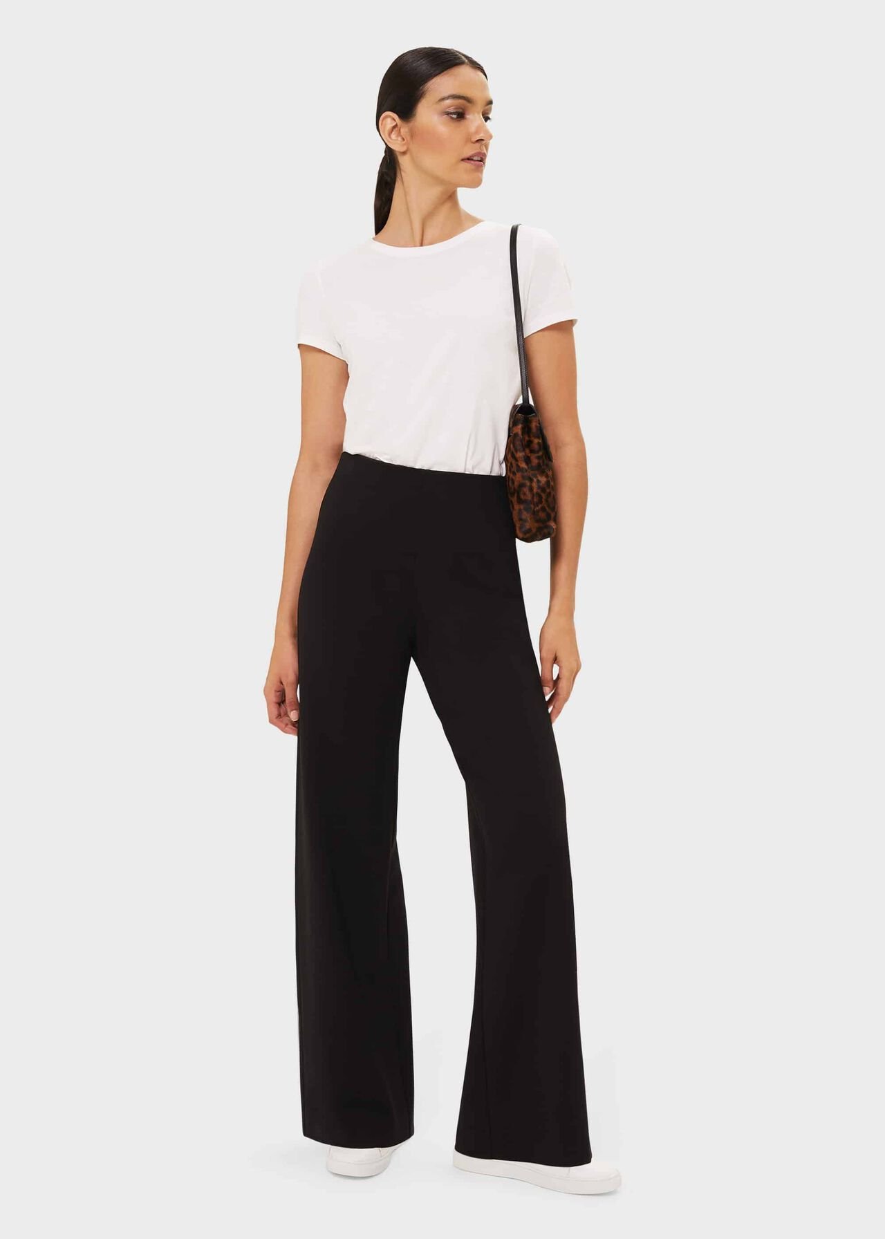 Pippa Jersey Wide Leg Pants, Black, hi-res