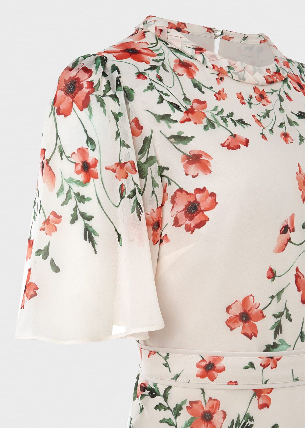 Gianna Silk Floral Dress, Cream Red Multi, hi-res