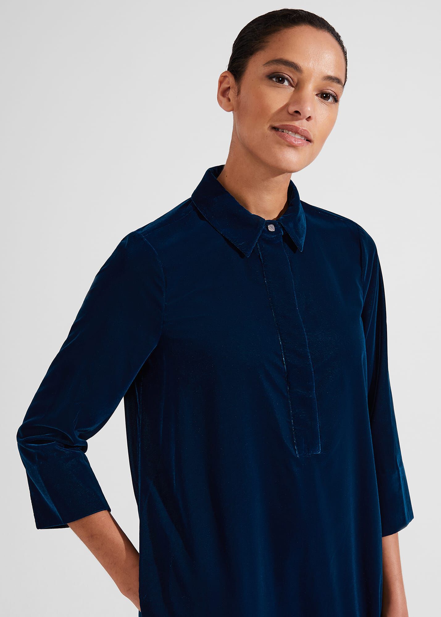 Hobbs blue shop velvet dress