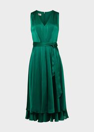 Viola Satin Fit And Flare Dress, Meadow Green, hi-res
