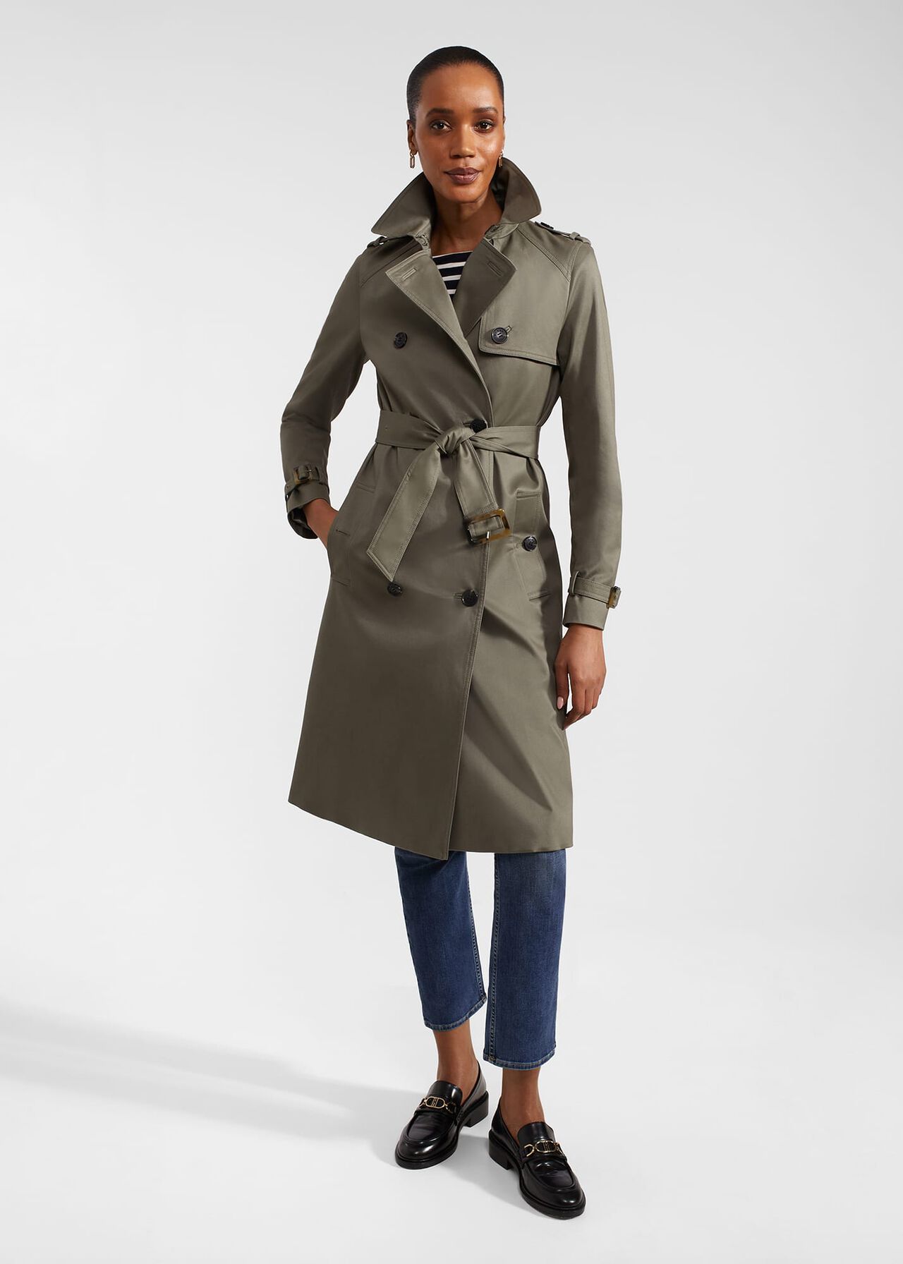 Lisa Trench Shower Resistant Trench Coat, Olive Green, hi-res