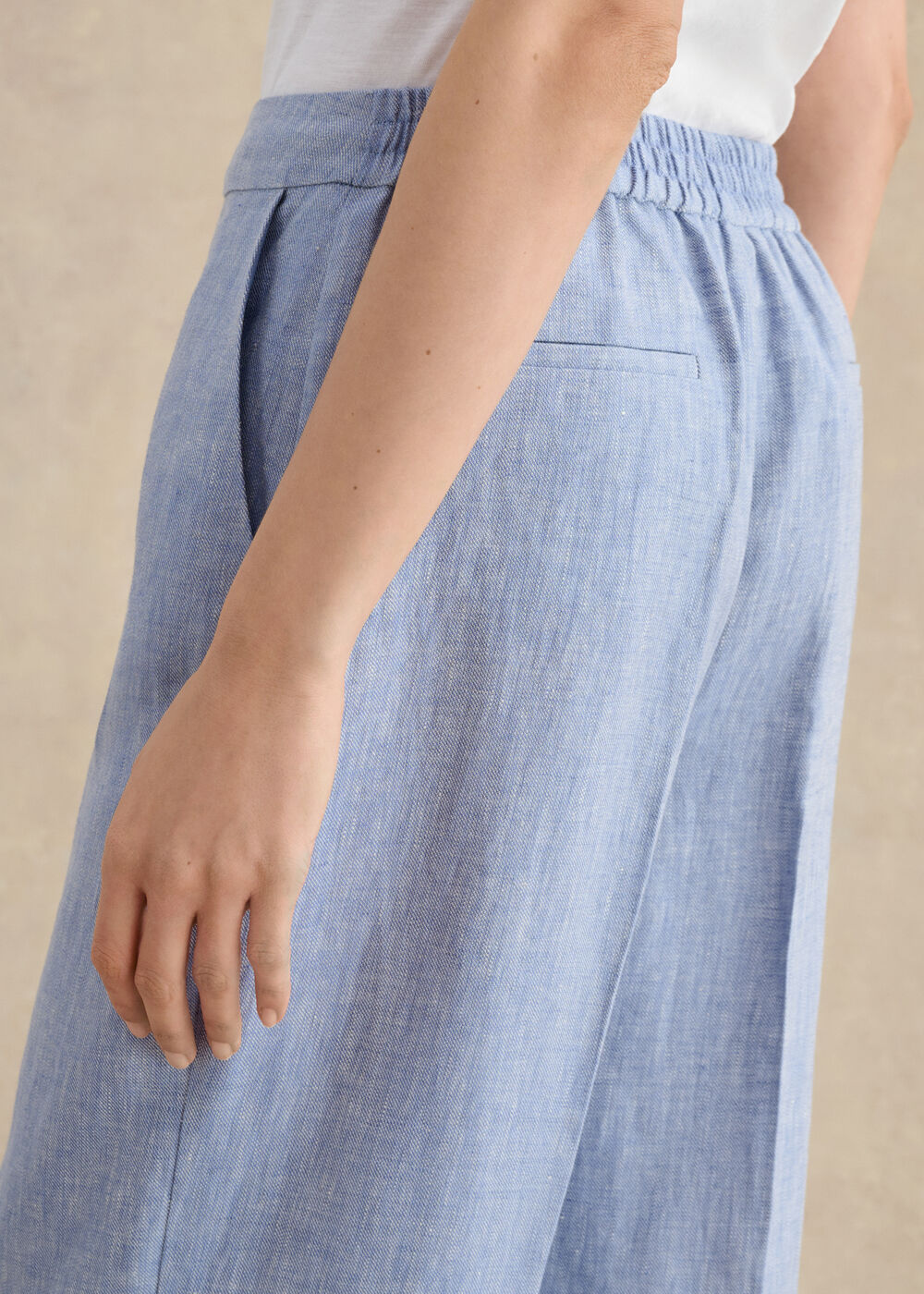 Estella Linen Trousers, Blue White, hi-res