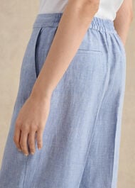 Estella Linen Trousers, Blue White, hi-res