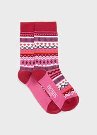 Winter Fairisle Socks, Pink Multi, hi-res
