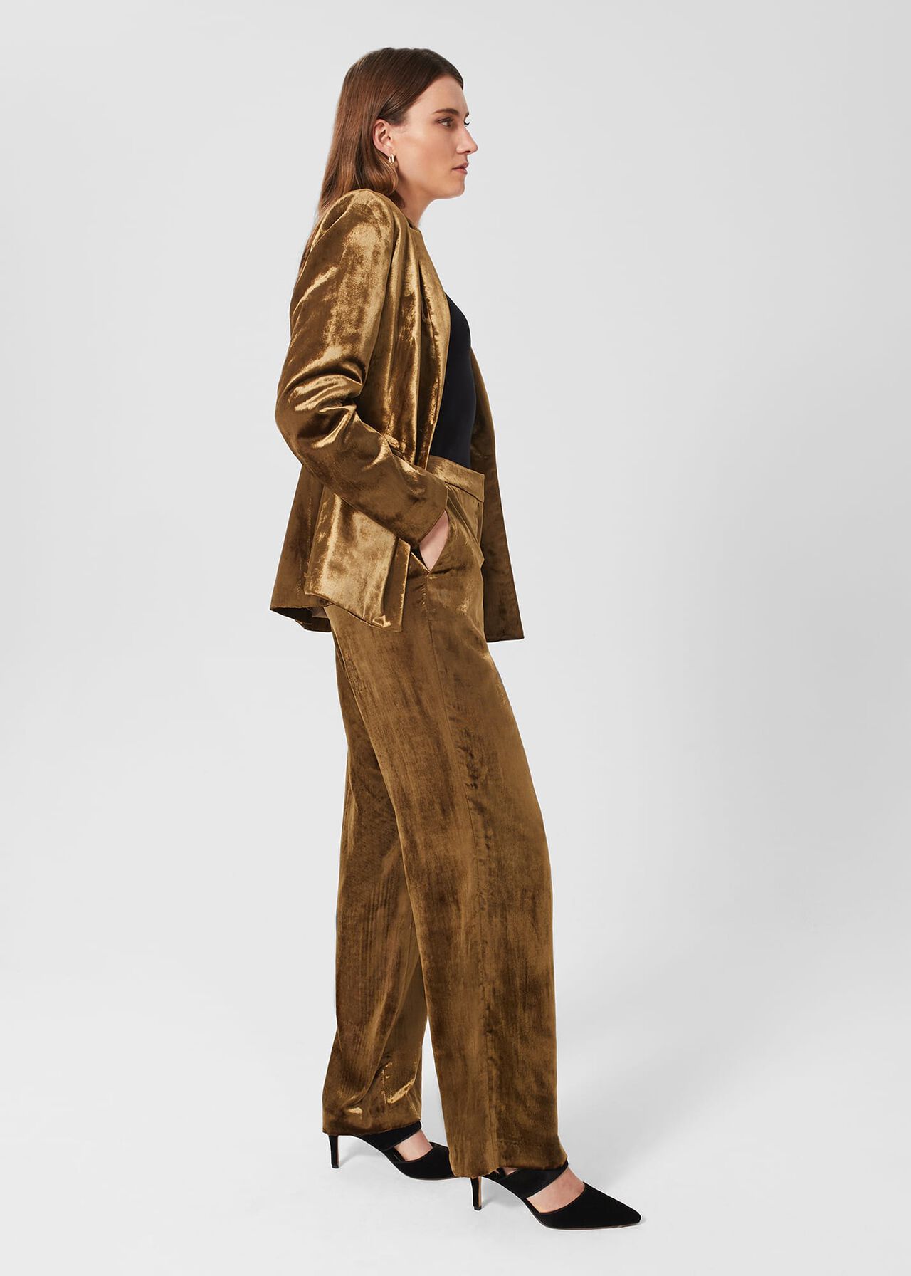 Tamzin Wide Trousers, Gold, hi-res