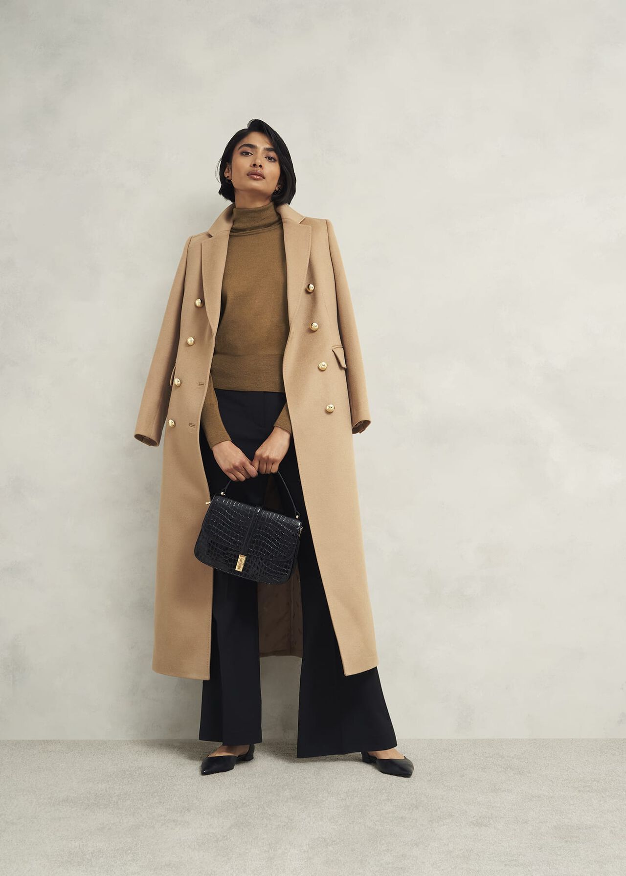 Clarendon Wool Silk Roll Neck Sweater, Classic Vicuna, hi-res