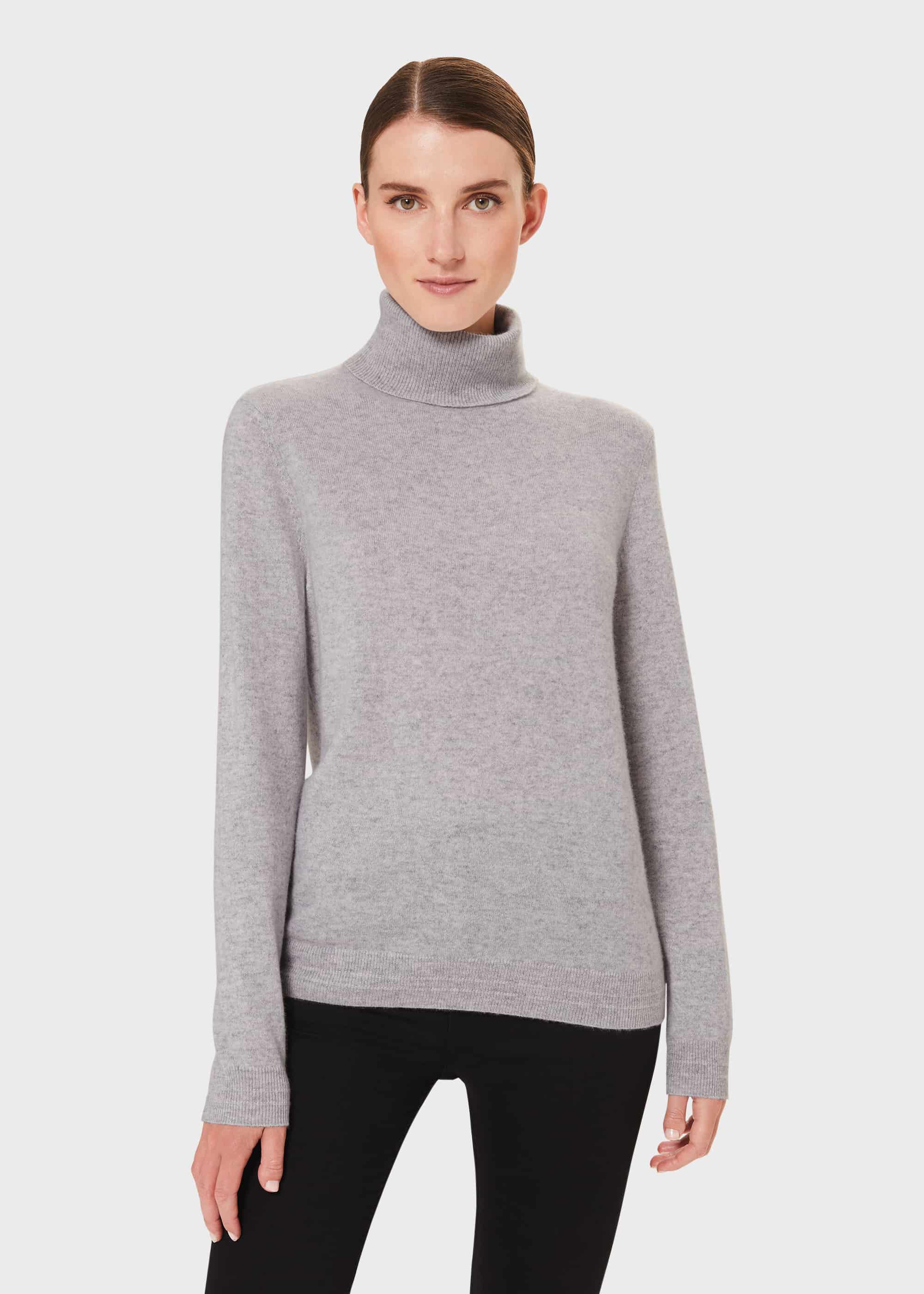 white cashmere roll neck jumper