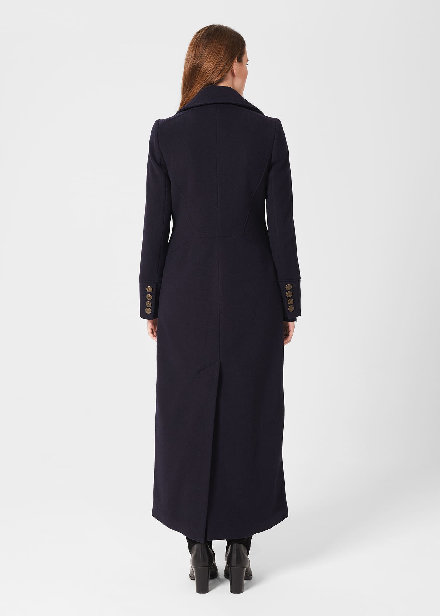 navy full length coat