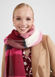 Clare Wool Blend Scarf, Pink Multi, hi-res
