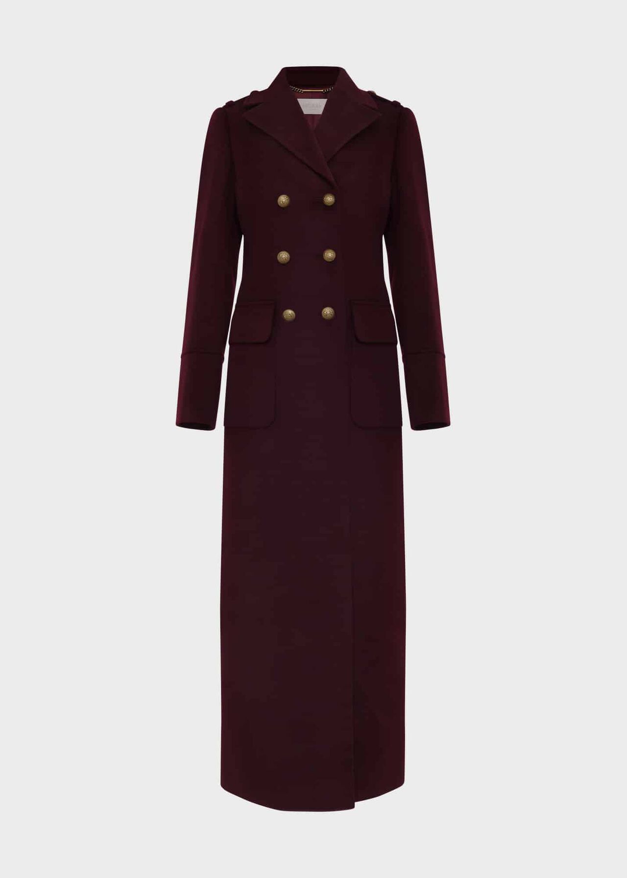 Bianca Maxi Wool Coat, Aubergine, hi-res