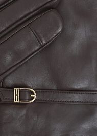 Lillia Leather Gloves, Chocolate Brown, hi-res