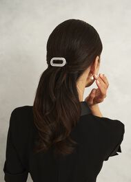 Cathy Jewelled Hair Clip, Silver, hi-res