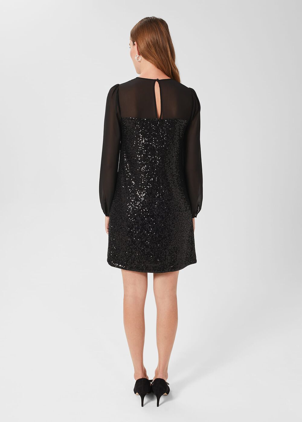 Zariah Sequin Dress, Black, hi-res