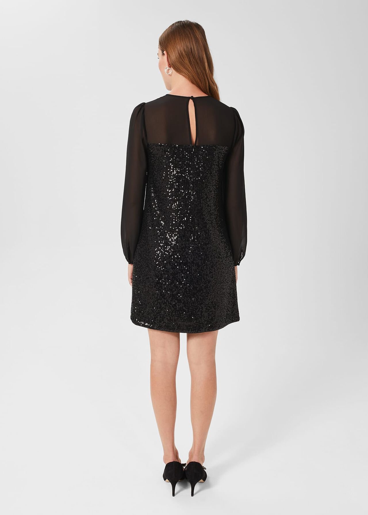 Zariah Sequin Dress, Black, hi-res