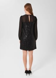 Zariah Sequin Dress, Black, hi-res