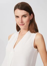 Luana V Neck Blouse, Ivory, hi-res