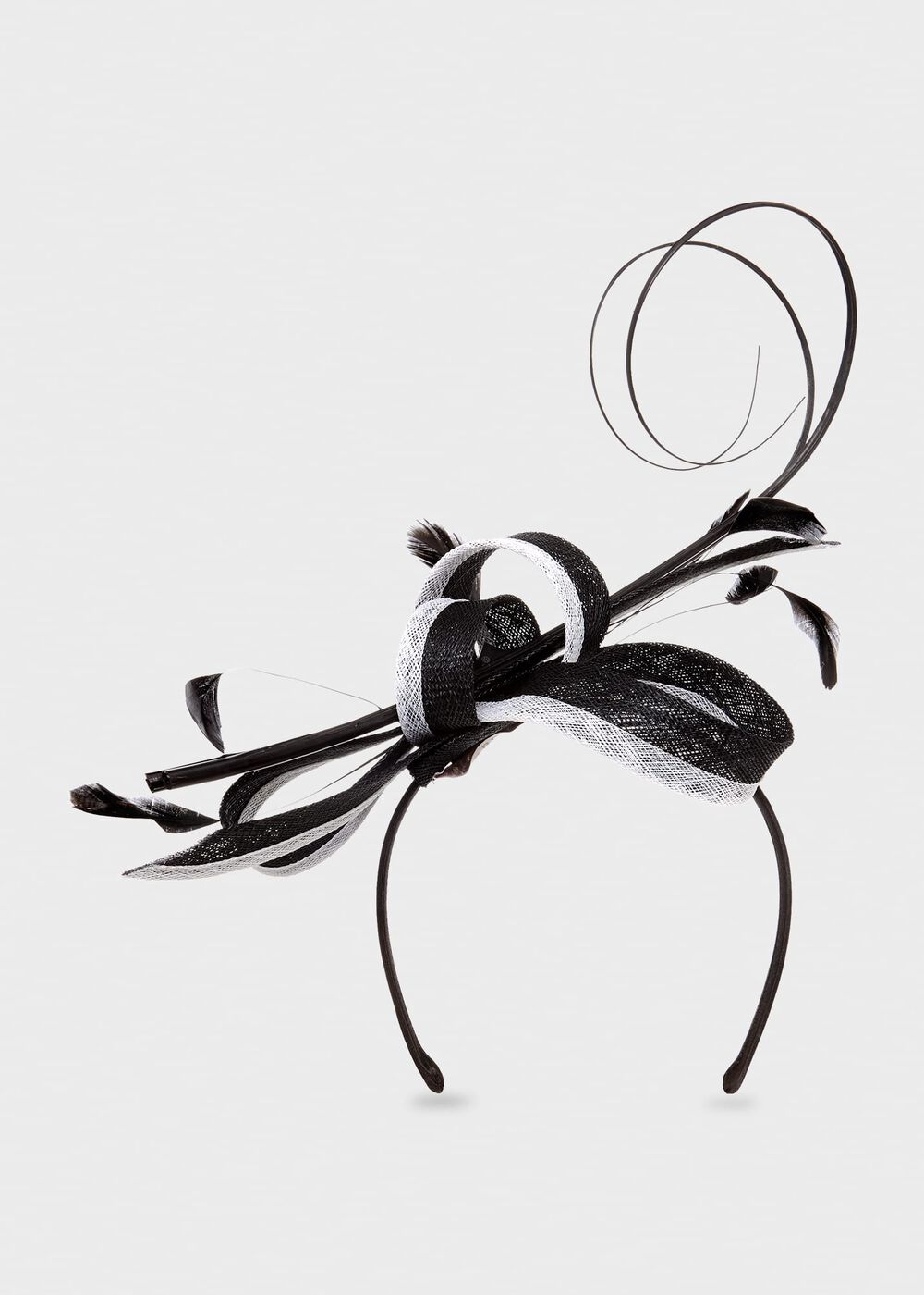 Teagan Fascinator, Black White, hi-res