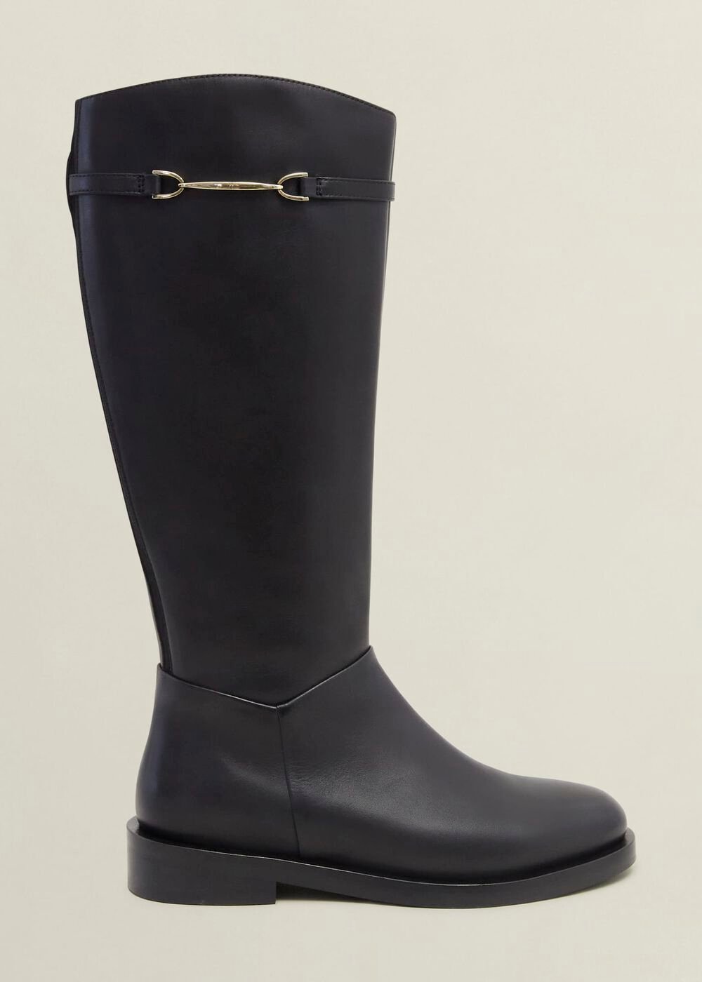 Uma Leather Knee Boots, Black, hi-res