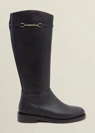 Uma Leather Knee Boots, Black, hi-res