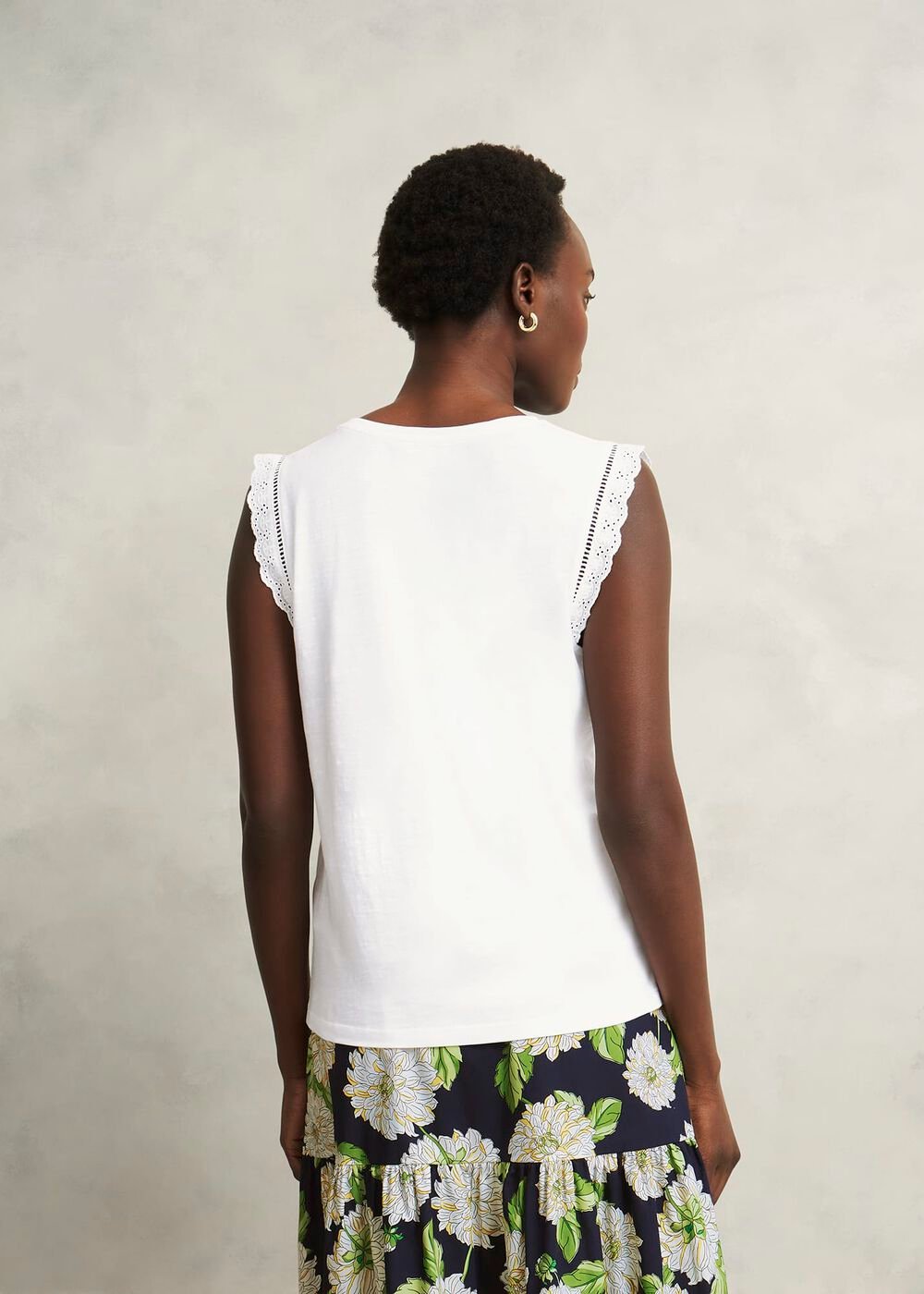 Leia Cotton Broderie Top, Hobbs White, hi-res
