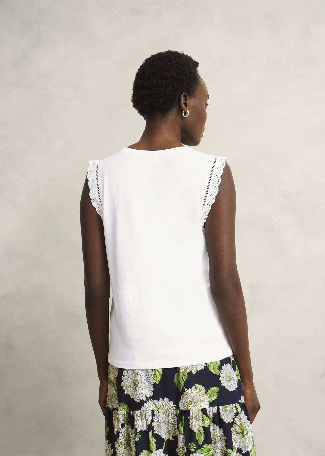 Leia Cotton Broderie Top, Hobbs White, hi-res