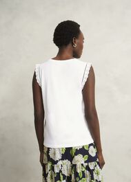 Leia Cotton Broderie Top, Hobbs White, hi-res