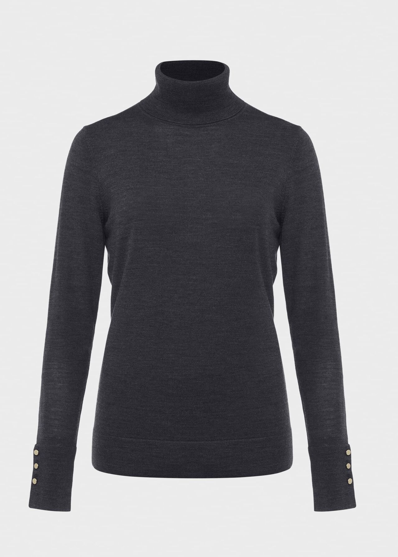 Lara Merino Wool Roll Neck Sweater, Charcoal, hi-res
