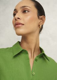 Nita Linen Shirt, Green, hi-res