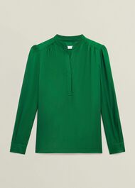 Jade Satin Blouse, Verdant Green, hi-res