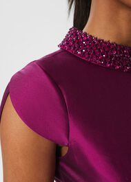 Marcella Silk Blend Beaded Dress, Berry Purple, hi-res