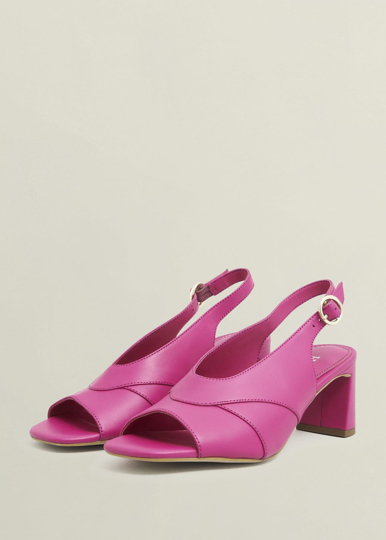 Karina Leather Sandals, Bright Pink, hi-res
