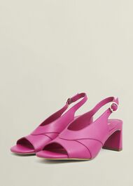 Karina Leather Sandals, Bright Pink, hi-res