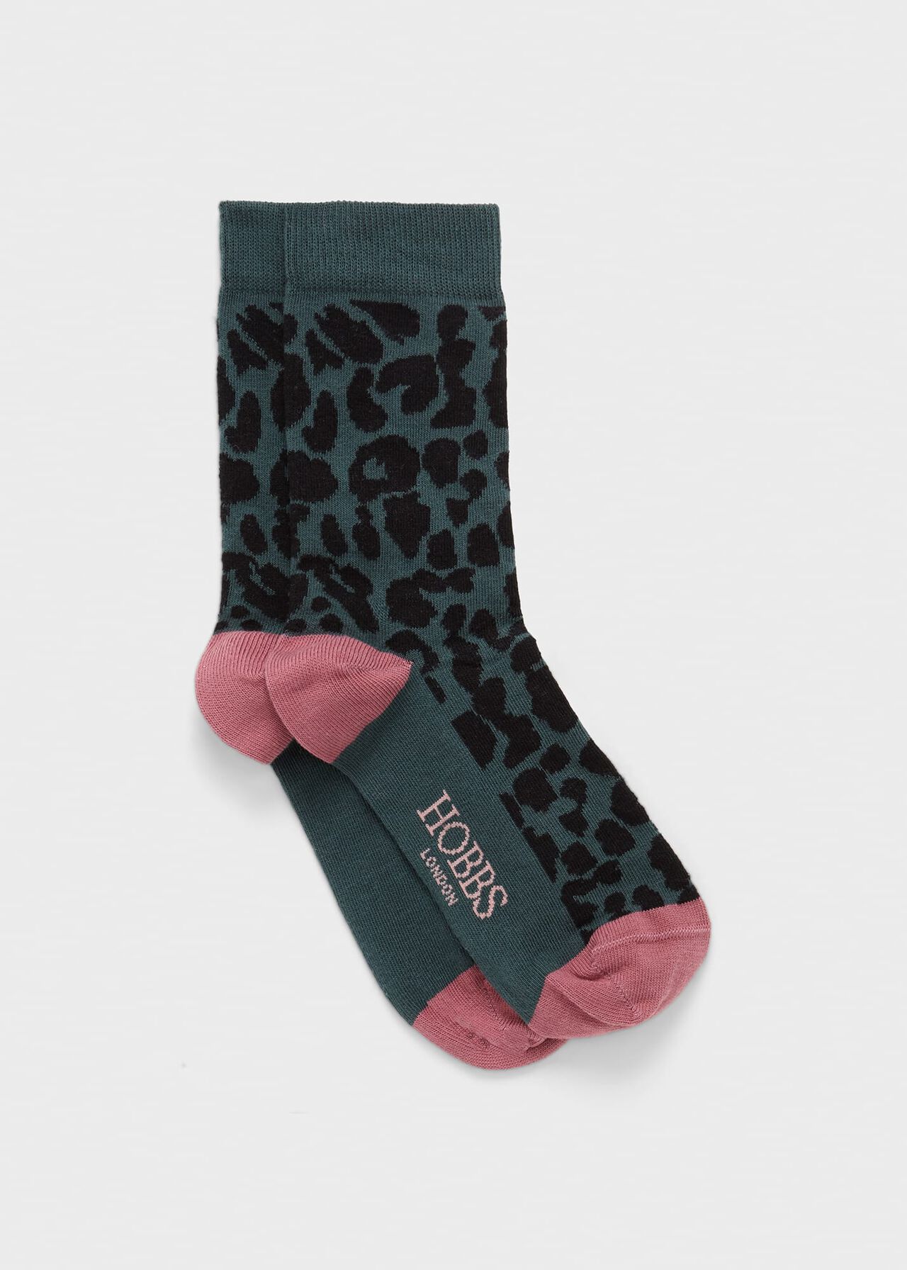 Leopard Single Socks, Green Multi, hi-res
